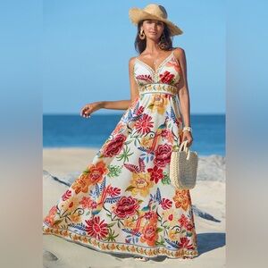 Cupshe Vibrant Oasis Tropical Floral Maxi Dress